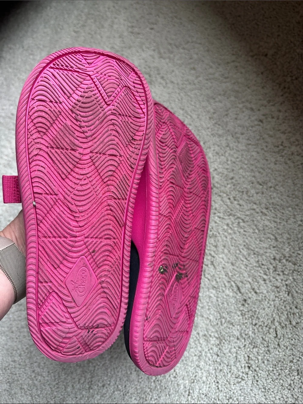 Chaco Pink Adjustable Webbing Slide Sandals